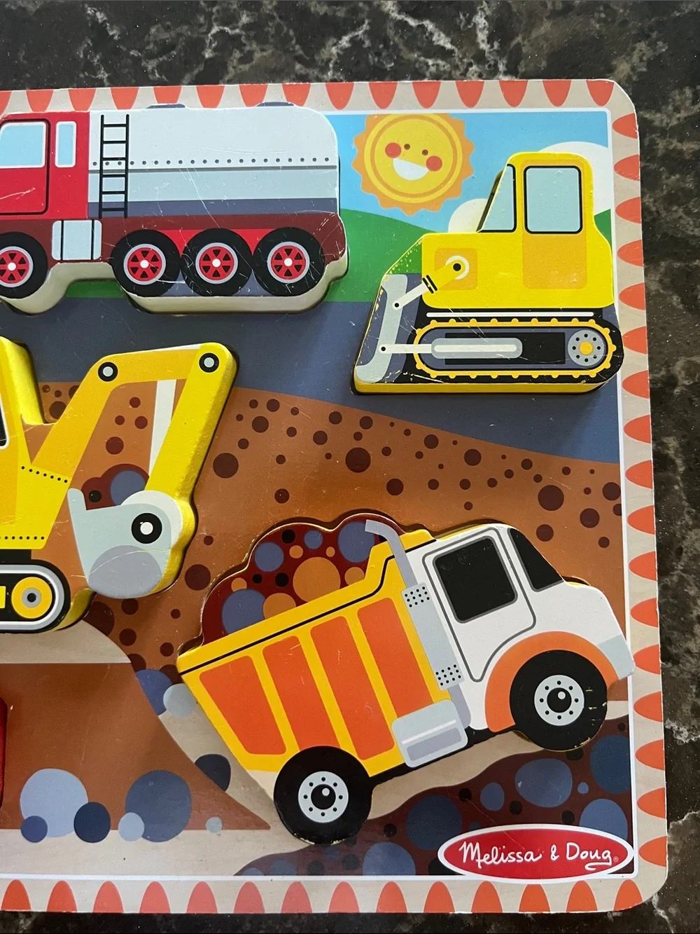 Melissa & Doug Chunky Wooden Puzzles - Dinosaurs & Construction